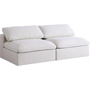 Meridian Furniture Serene Deluxe Cream Linen Fabric Modular Armless Sofa