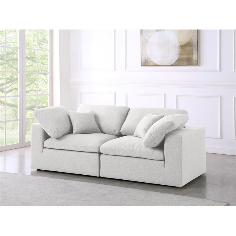 Meridian Furniture Serene Cream Durable Linen Fabric Deluxe Modular Sofa