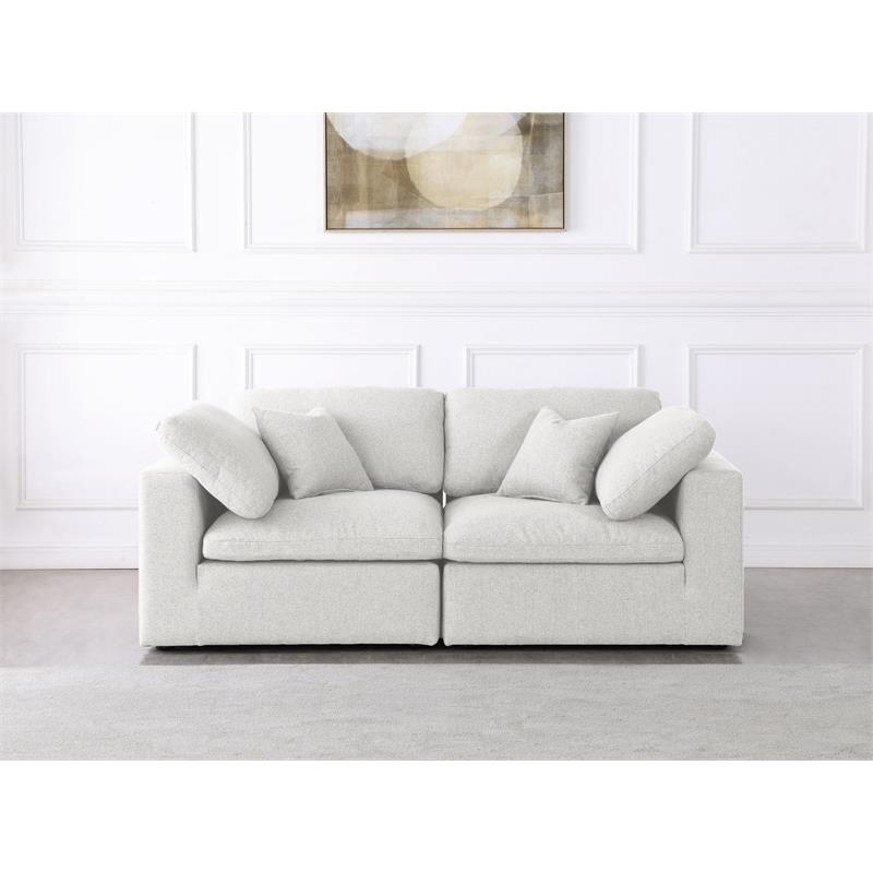 Meridian Furniture Serene Cream Durable Linen Fabric Deluxe Modular Sofa