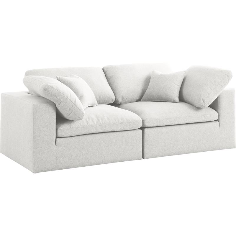 Meridian Furniture Serene Cream Durable Linen Fabric Deluxe Modular Sofa