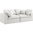 Meridian Furniture Serene Cream Durable Linen Fabric Deluxe Modular Sofa