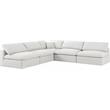 Meridian Furniture Serene Cream Durable Linen Fabric Modular Sectional