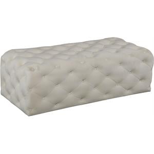 Meridian Furniture Casey Button Tufted Cream Velvet Ottoman and Bench
