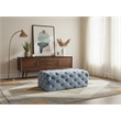 Meridian Furniture Casey Button Sky Blue Velvet Ottoman and Bench