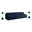 Meridian Furniture Serene Deluxe Navy Linen Fabric Modular Armless Sofa