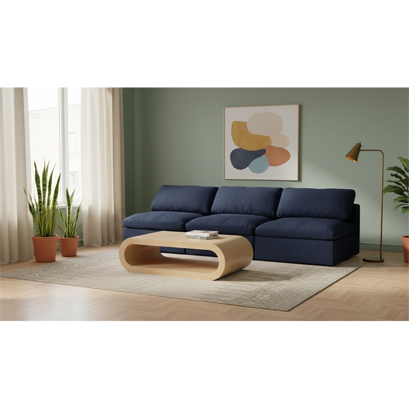 Meridian Furniture Serene Deluxe Navy Linen Fabric Modular Armless Sofa