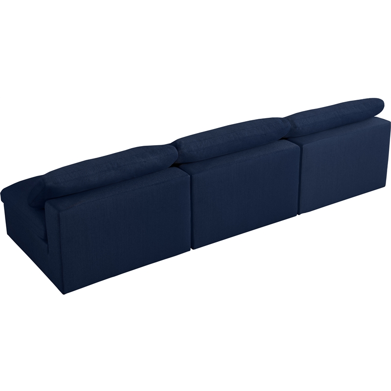 Meridian Furniture Serene Deluxe Navy Linen Fabric Modular Armless Sofa