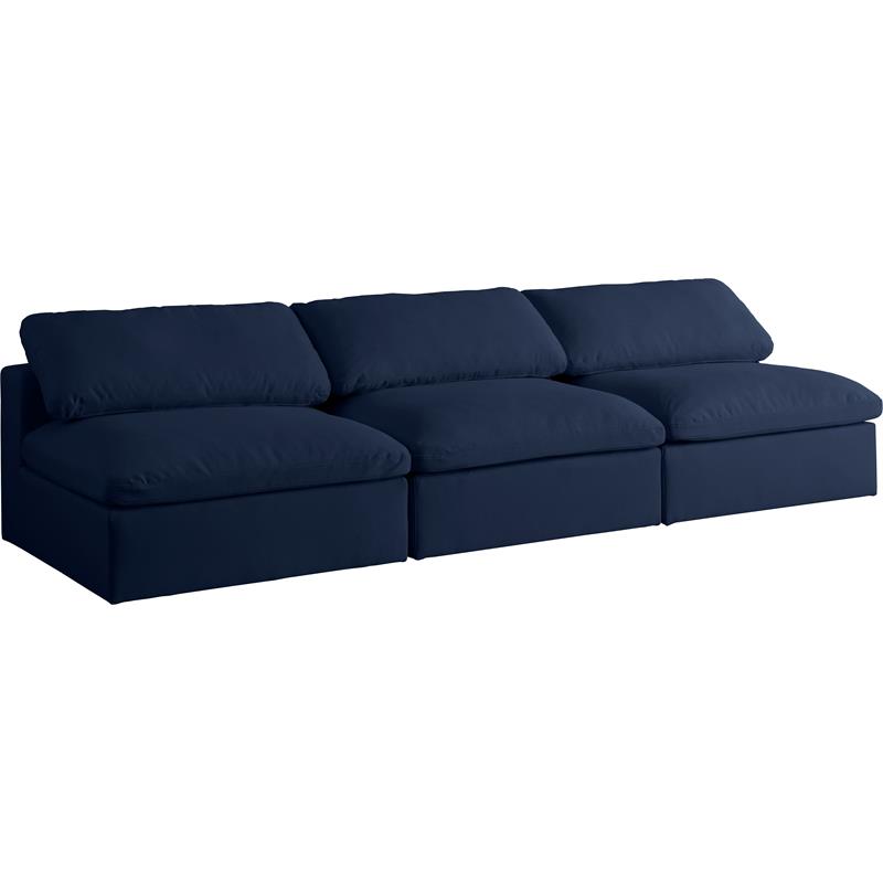 Meridian Furniture Serene Deluxe Navy Linen Fabric Modular Armless Sofa