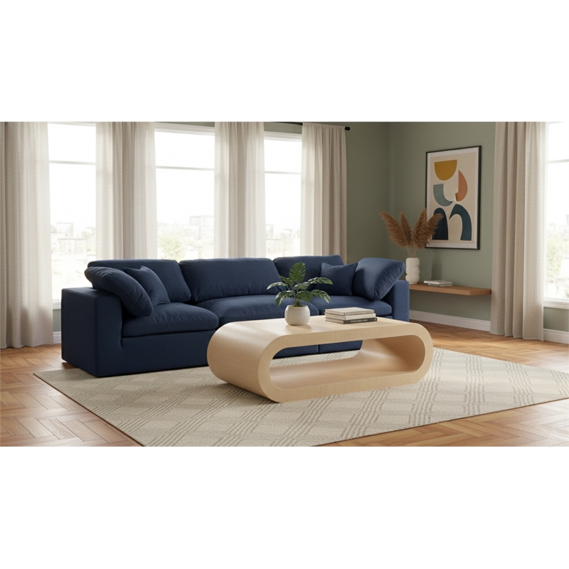 Meridian Furniture Serene Navy Durable Linen Fabric Deluxe Modular Sofa