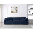 Meridian Furniture Serene Navy Durable Linen Fabric Deluxe Modular Sofa
