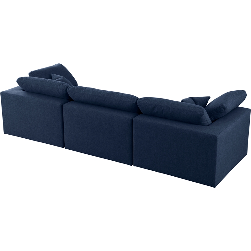Meridian Furniture Serene Navy Durable Linen Fabric Deluxe Modular Sofa