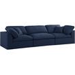 Meridian Furniture Serene Navy Durable Linen Fabric Deluxe Modular Sofa