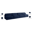 Meridian Furniture Serene Deluxe Navy Linen Fabric Modular Armless Sofa