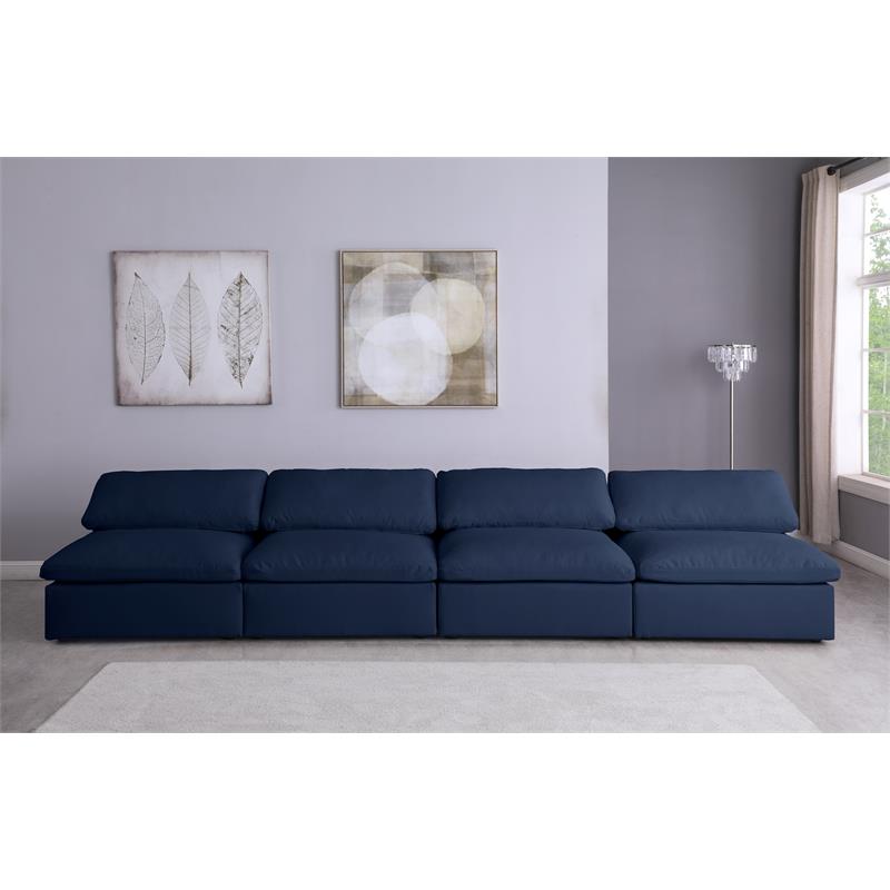 Meridian Furniture Serene Deluxe Navy Linen Fabric Modular Armless Sofa
