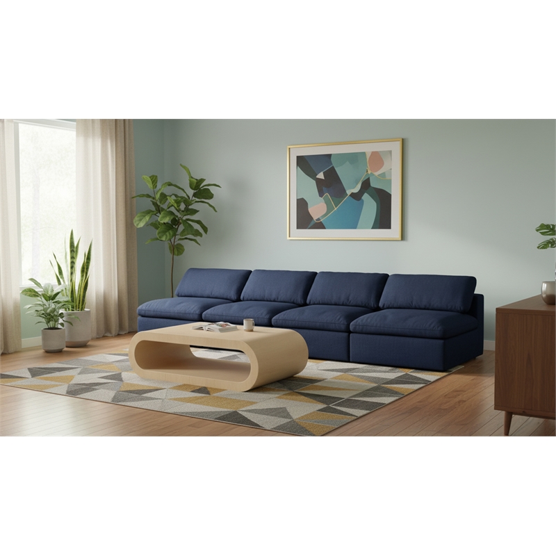 Meridian Furniture Serene Deluxe Navy Linen Fabric Modular Armless Sofa