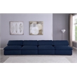 Meridian Furniture Serene Deluxe Navy Linen Fabric Modular Armless Sofa