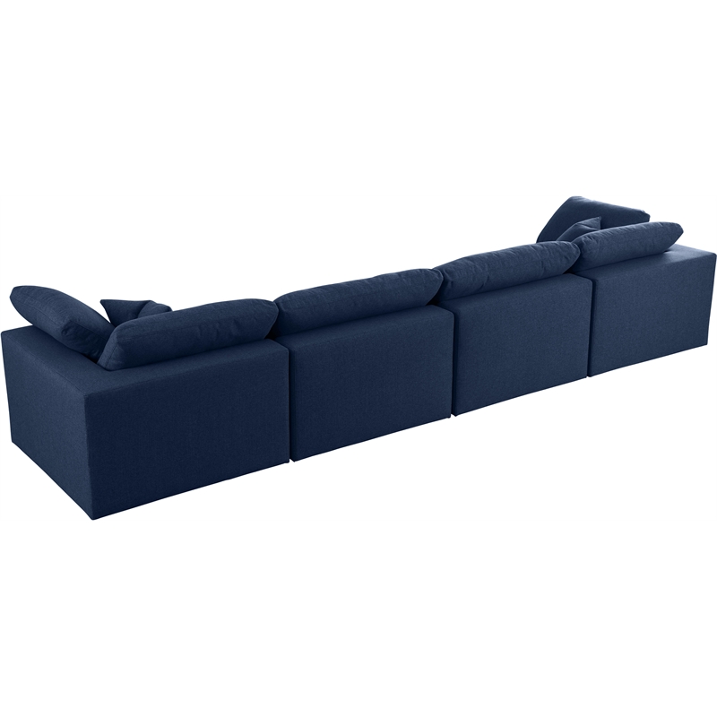 Meridian Furniture Serene Navy Durable Linen Fabric Deluxe Modular Sofa