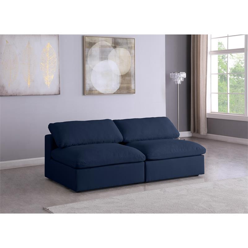 Meridian Furniture Serene Deluxe Navy Linen Fabric Modular Armless Sofa
