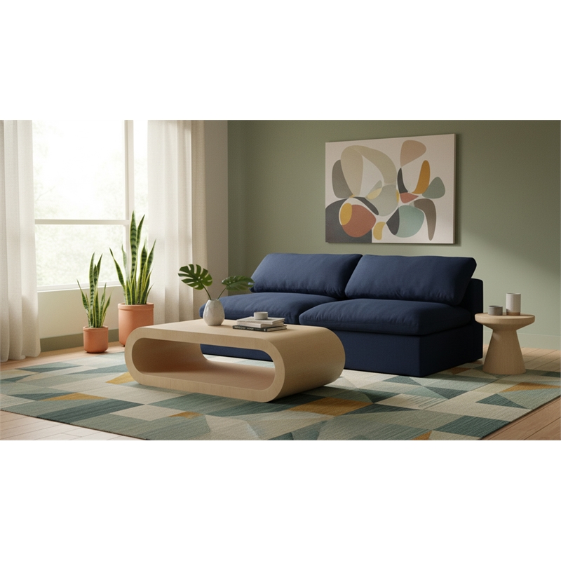 Meridian Furniture Serene Deluxe Navy Linen Fabric Modular Armless Sofa