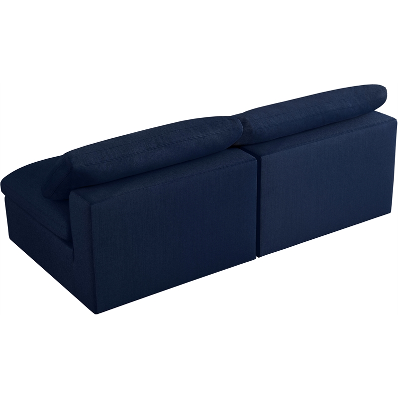 Meridian Furniture Serene Deluxe Navy Linen Fabric Modular Armless Sofa