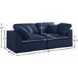 Meridian Furniture Serene Linen Fabric Deluxe Modular Sofa w/Pillows in Navy