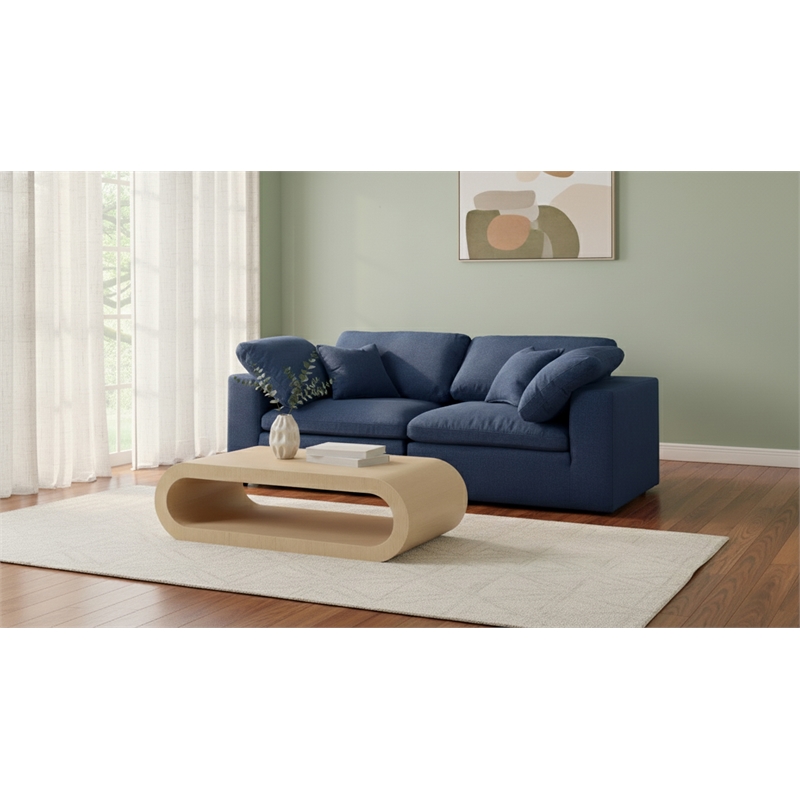 Meridian Furniture Serene Linen Fabric Deluxe Modular Sofa w/Pillows in Navy