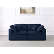 Meridian Furniture Serene Linen Fabric Deluxe Modular Sofa w/Pillows in Navy