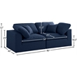 Meridian Furniture Serene Linen Fabric Deluxe Modular Sofa w/Pillows in Navy