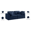 Meridian Furniture Serene Linen Fabric Deluxe Modular Sofa w/Pillows in Navy