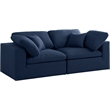 Meridian Furniture Serene Linen Fabric Deluxe Modular Sofa w/Pillows in Navy