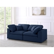 Meridian Furniture Serene Linen Fabric Deluxe Modular Sofa w/Pillows in Navy