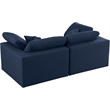 Meridian Furniture Serene Linen Fabric Deluxe Modular Sofa w/Pillows in Navy