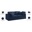 Meridian Furniture Serene Linen Fabric Deluxe Modular Sofa w/Pillows in Navy