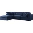Meridian Furniture Serene Navy Durable Linen Fabric Modular Sectional