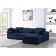 Meridian Furniture Serene Navy Durable Linen Fabric Modular Sectional