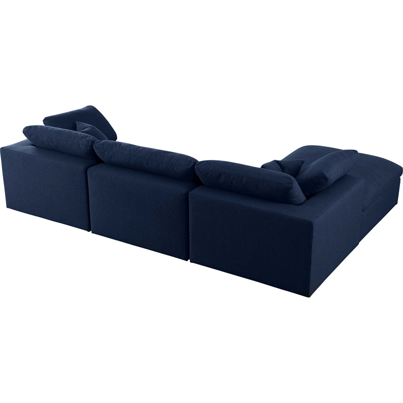 Meridian Furniture Serene Navy Durable Linen Fabric Modular Sectional