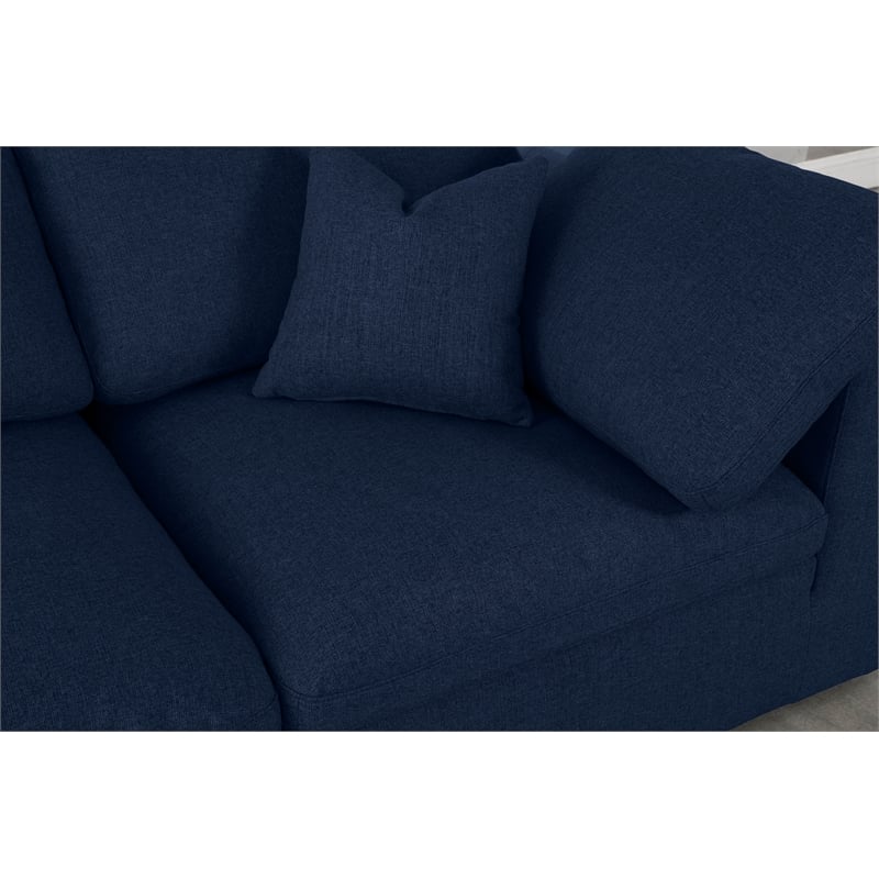Meridian Furniture Serene Navy Durable Linen Fabric Modular Sectional