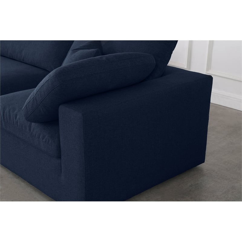 Meridian Furniture Serene Navy Durable Linen Fabric Modular Sectional
