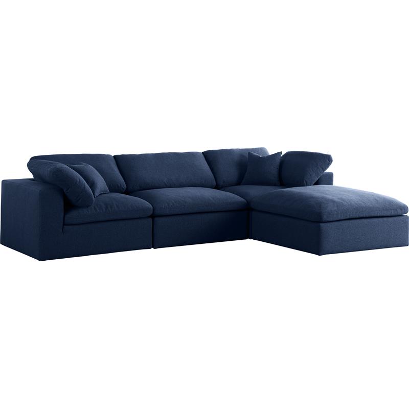 Meridian Furniture Serene Navy Durable Linen Fabric Modular Sectional