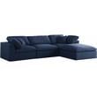Meridian Furniture Serene Navy Durable Linen Fabric Modular Sectional