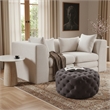 Meridian Furniture Addison Button Tufted Gray Velvet Ottoman and Bench