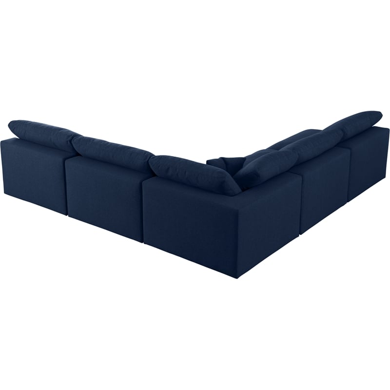 Meridian Furniture Serene Navy Durable Linen Fabric Modular Sectional