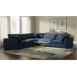 Meridian Furniture Serene Navy Durable Linen Fabric Modular Sectional