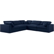 Meridian Furniture Serene Navy Durable Linen Fabric Modular Sectional