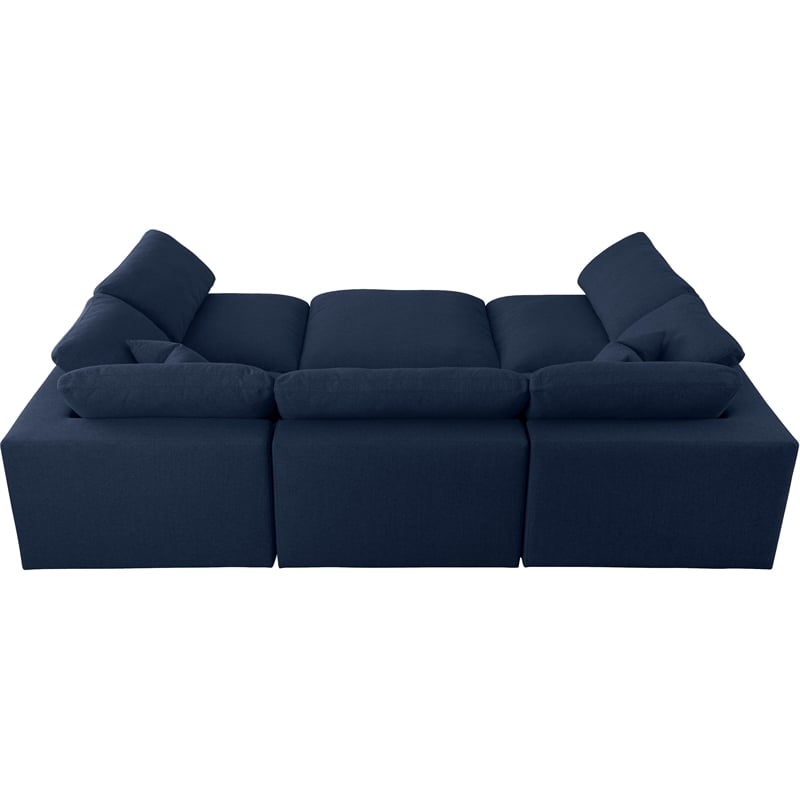 Meridian Furniture Serene Navy Durable Linen Fabric Modular Sectional