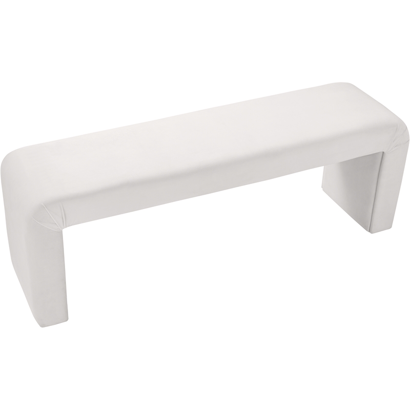 Meridian Furniture Minimalist Cream Velvet Bench