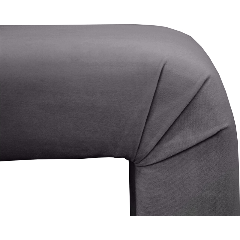 Meridian Furniture Minimalist Gray Velvet Bench