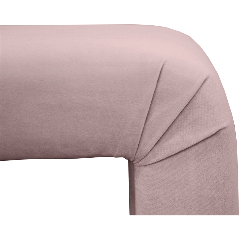 Meridian Furniture Minimalist Pink Velvet Bench