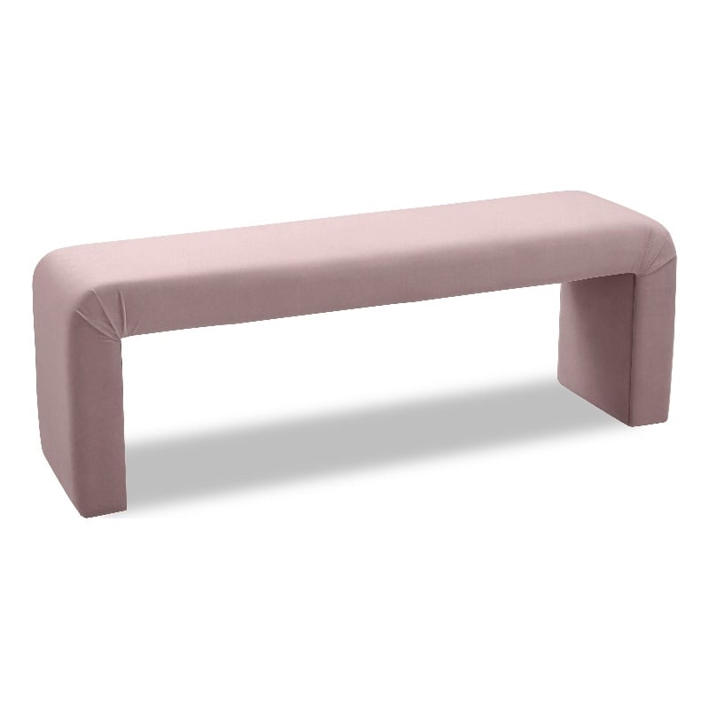 Meridian Furniture Minimalist Pink Velvet Bench
