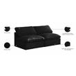 Meridian Furniture Plush Standard Black Velvet Modular Armless Sofa
